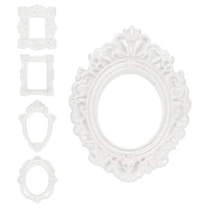 5 Pcs Vintage Resin Picture Frames, Mini Picture Frames, Pearlescent White - Picture 1 of 7