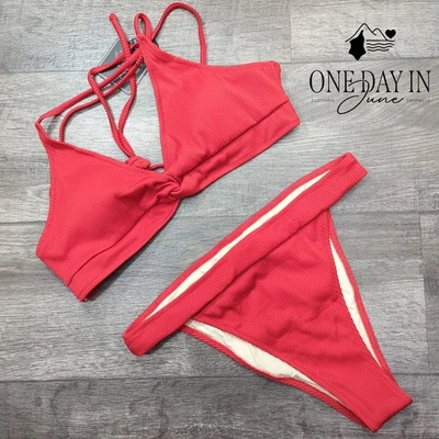 Traje de baño bikini acanalado corte alto Zaful talla L Foto 1 de 4