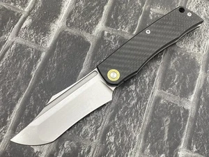TwoSun TS551-14C28N Folding Knife 14C28N Blade Titanium/CF Handle Pocket Knife - Picture 1 of 11