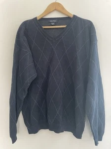 Nautica Men's Patterned 100% Cotton Rib-Knit V-Neck Long Sleeve Sweater Navy XL - Picture 1 of 5
