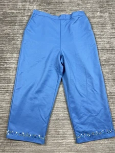 Alfred Dunner Pants Womens 14 Blue Beaded Polyester Pull on Elastic Waist - Picture 1 of 10