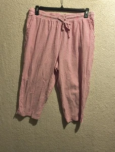 Pantalone donna donna dentro rosa e bianco quadri elastico in vita cotone Capri taglia 18w - Foto 1 di 4