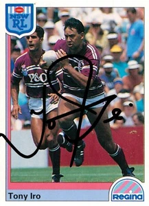 Signed 1992 MANLY SEA EAGLES NRL Card TONY IRO Regina - Picture 1 of 3