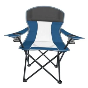 Portable Camping Chair for Adults, Folding Chair with 2 Cup Holders, Blue - Picture 1 of 8