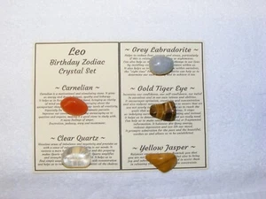 Leo Zodiac Birthday Crystal Star Sign Gift Set, Energised Healing Energy - Picture 1 of 5