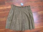 NEW J Crew Linen Skirt 8 Medium Olive Green Pockets Pleated Broomstick Neutral M