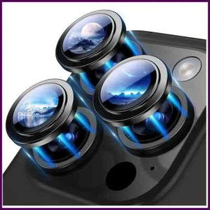 Black Titanium Camera Lens Protection For iPhone 15 Pro Max 14 Plus 13 15Pro - Picture 1 of 32