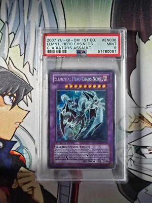 Elemental Hero Chaos Neos GLAS-EN036 Secret Rare 1st Edition PSA Grade 9 - Image 1 of 4