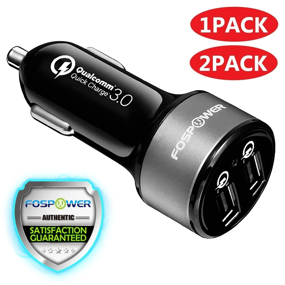 Dual USB Port 36W Fast Quick QC 3.0 Car Charger Adapter for iPhone 14 13 Samsung - Image 1 of 4
