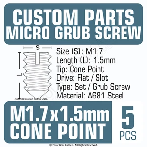 M1.7 Grub Set Screws Camera Lenses Focus Ring 1.5MM CONE END Headless BLACK JIS - Picture 1 of 1