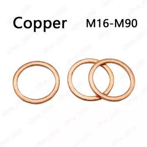 99.9% Pure Copper Ring Seals and Gaskets DIN7603 M16 M17 M19 M20 M21 M22 M24-M90 - Picture 1 of 6