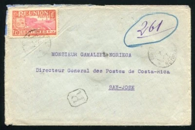 REUNION TO COSTA RICA REGISTERED COVER - Image 1 of 2