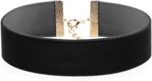 Thick Black Choker Velvet Plain Collar Wide Necklace Gothic Jewelry Gift (0.8") - Picture 1 of 7