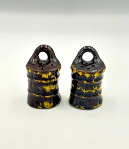 Brown & Yellow Ceramic Honey Bucket Salt & Pepper Shaker Set - Picture 1 of 7