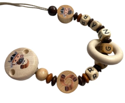 Schnullerkette mit Namen Wikinger Junge Baby Babygeschenke zur Geburt - Bild 1 von 4