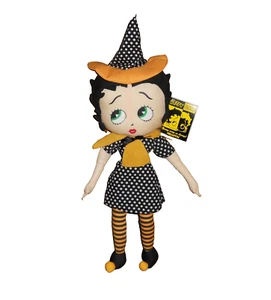 HALLOWEEN POLKA DOT WITCH HAT BETTY BOOP DOLL TOY PLUSH 17" 2004 NWT KELLYTOY - Picture 1 of 2