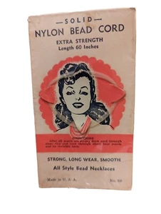 Vintage 1950er Jahre Nylon Perlenkordel 60 Zoll Halskette Schliessbar Neu alter Lagerbestand MCM - Bild 1 von 5