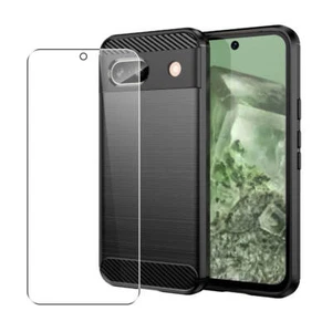 Carbon Coque pour Google Pixel 8a 360 Cover écran Verre Trempé Black - Photo 1 sur 6