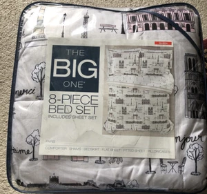 The Big one PARIS 8-Piece queen complete Bedding comforter Set Reversable. - Picture 1 of 4