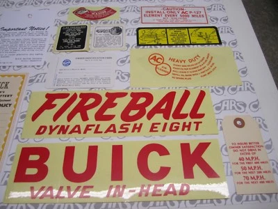 Buick Special Super Roadmaster 1949 motor y kit de calcomanías/etiquetas interiores | Juego de 21 Foto 1 de 3