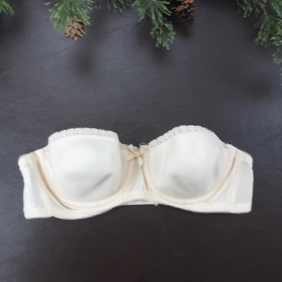 Sujetador vintage JCPenney 34B beige sin tirantes acolchado push-up con aros cierre trasero Foto 1 de 4