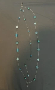Vintage Triple Strand Teal & Blue Stone Beads Necklace - 16" - Picture 1 of 4