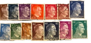 14 verschiedene gemischte gebrauchte alte Deutschland Hitler Briefmarken Deutsches Reich - Bild 1 von 14