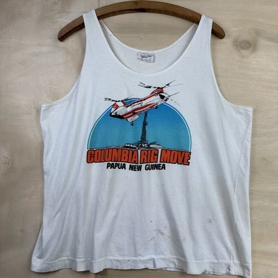 Camiseta sin mangas vintage Papúa Nueva Guinea Columbia Rig Move puntada única Australia XL Foto 1 de 4