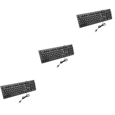 3pcs Wired Gaming Keyboard Spanish Letter USB Electronic Keyboard Office Supply - Image 1 of 4