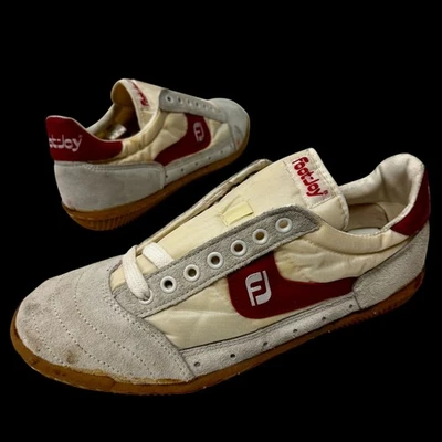 NOS Vtg FootJoy Court Sneakers 70 80’s Red White Gum Sole Tennis Shoes Deadstock - Image 1 of 4