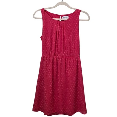 ELLE Women's Pink Swiss Dot A-Line Dress Size 2 Sleeveless Keyhole Neck - Image 1 of 4