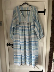 Kit & Kaboodal Made in Italy *TOZI COTTON PRINT DRESS* BLUE One Size NEW - Picture 1 of 8