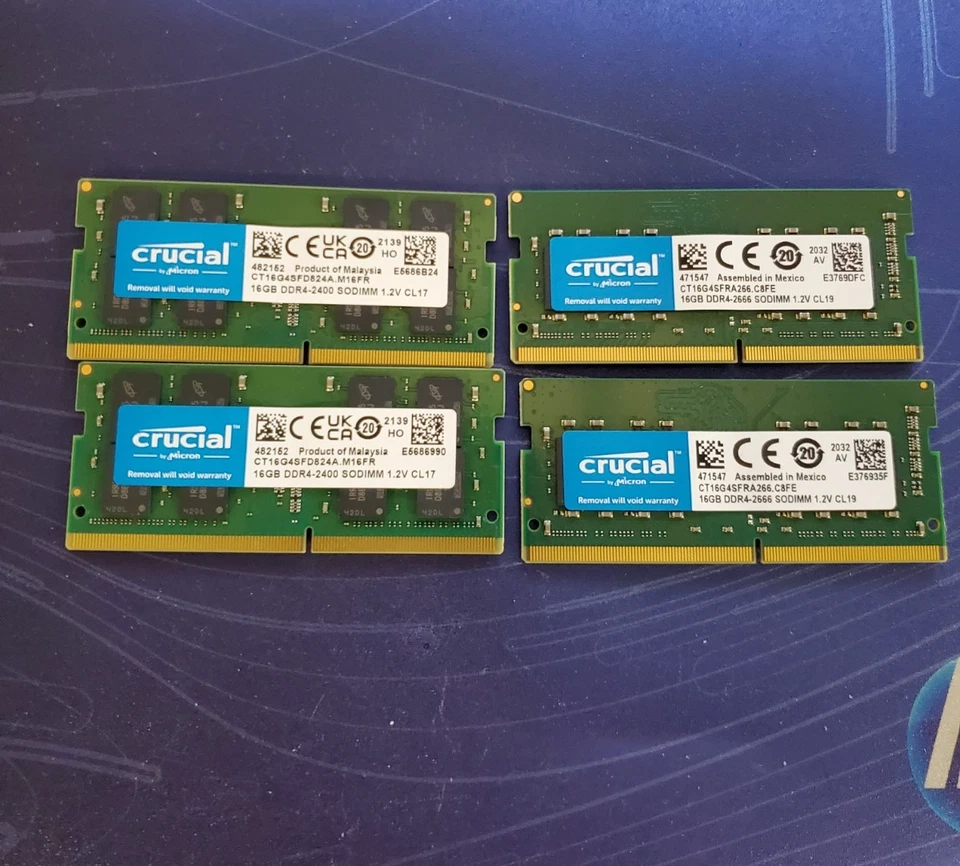 Memória para Notebook Crucial 64GB (4 x 16GB) DDR4-2400 CT16G4SFRA266 SODIMM #69 - Imagem 1 de 3