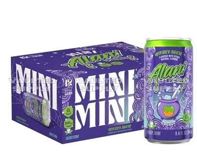 Paquete de 12 bebidas energéticas Alani Nu Mini Witches Brew | latas de 8,4 fl oz sin azúcar Foto 1 de 4