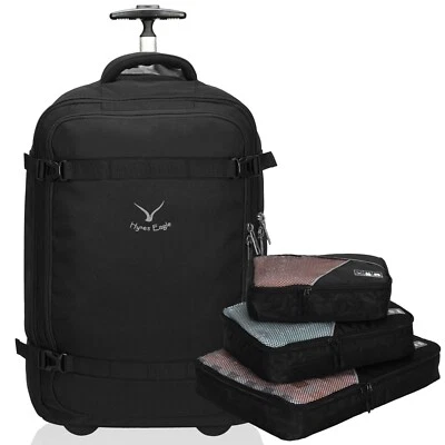 42L Rolling Wheeled Backpack Cabin Approved Travel Luggage W/ 3pcs Packing Cubes - Image 1 of 4