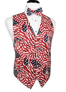 Waving Flags Big and Tall Tuxedo Vest and Bow Tie Set