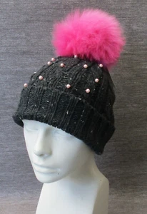 Neue Wollmütze mit echt Lammfellbommel XXL in rosa Mütze /Lammfell - Bild 1 von 1
