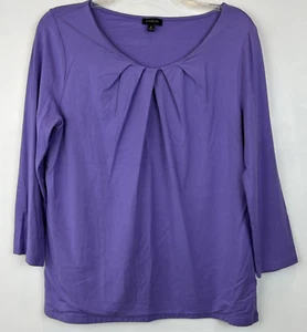 Talbots Top Womans M Pullover 3/4 Sleeves Blouse Purple Rayon Spandex - Picture 1 of 6