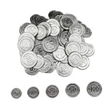 100Pcs/set Poker Chips 5 10 20 50 100 Coin Casino Game Pirate Coins silver
