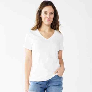 New Sonoma Womens The Everyday Tee White V-Neck Short Sleeve Tee Shirt Plus 5X - Picture 1 of 1