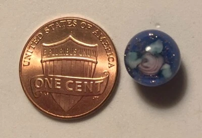 ONE Czech Glass Ball Button Paperweight Cobolt Blue Just Over 3/8" 10mm 9626 - Image 1 of 4