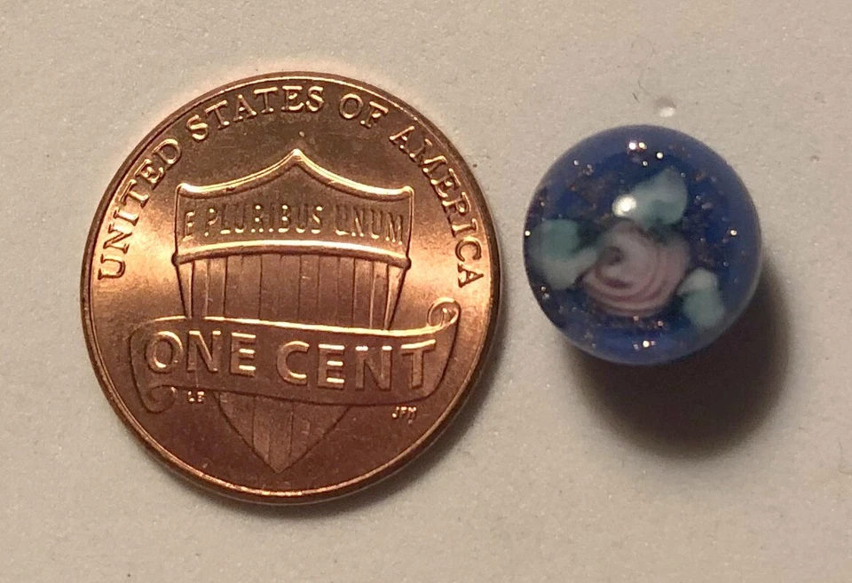 ONE Czech Glass Ball Button Paperweight Cobolt Blue Just Over 3/8" 10mm 9626 - Image 1 of 4