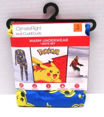 ClimateRight Cuddl Duds Pokemon Niños Ropa Interior Cálida Conjunto Térmico Talla S 6-7 Foto 1 de 2