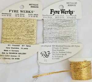 Metallic Ribbon in Gold and Silver for Embroidery, Long Stitch, Cross Stitch - Picture 1 of 4