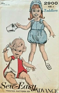 1960's VTG Advance Toddlers' Playsuit and Bonnet Pattern 2900 Size 1 UNCUT - Picture 1 of 2