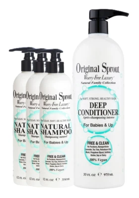 ORIGINAL SPROUT 3-Natural Shampoo 12 Oz each & Deep Conditioner 33 Oz Set of 4 - Image 1 of 4