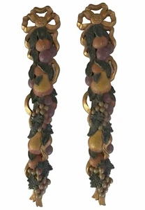 Vtg Gia For Home Interiors Set Of 2 Wall Decor Hangings Fruit Retro Regency  27” - Picture 1 of 11