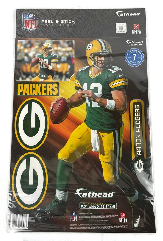 NEW NFL Green Bay Packers Aaron Rodgers #12 Fathead Wall Decals - FREE Shipping! - Image 1 of 1