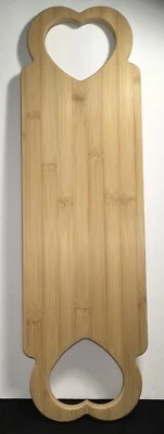 SERVING CHARCUTERIE CUTTING BOARD HEARTS CUTOUTS BAMBOO Natural 23.5” X 7” NEW - Image 1 of 4