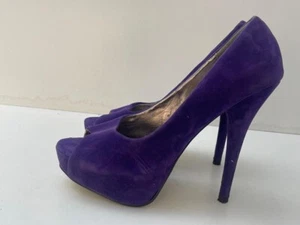 New Look Women's Purple Suede Pep Toe High Heel Court Shoes UK Size 7 EUR 40 B79 - Picture 1 of 7